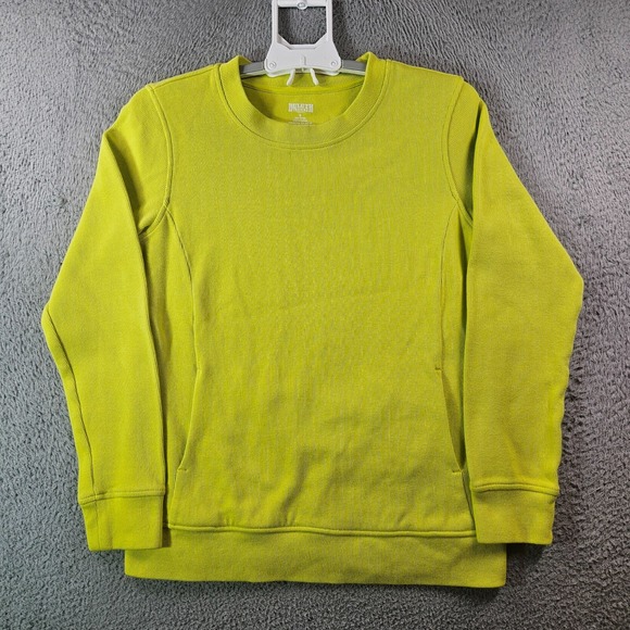Duluth Trading Sweater Men Small Knit Long Sleeve Cotton Pocket Yellow Green‎ - Picture 1 of 9